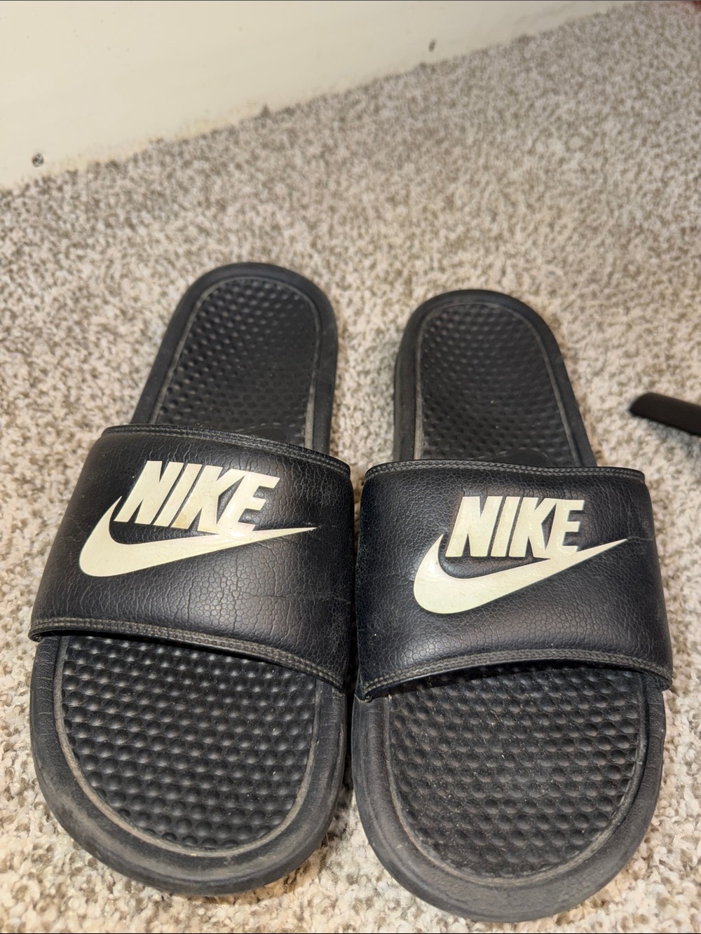 Nike Black Slides with White Swoosh men’s 11
